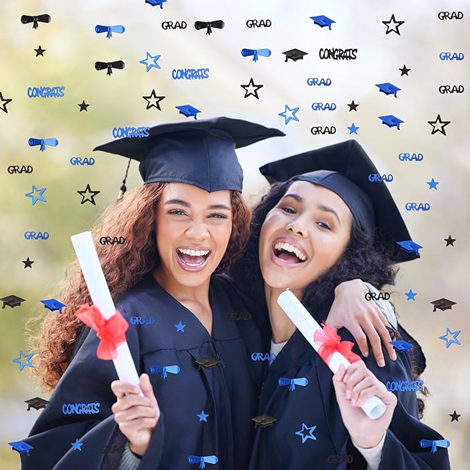 Blue and Black Graduation Confetti 2026, 1000 Pcs Congrats Grad Confetti Class of 2026 Party Table Centerpiece for Graduation Party Decorations