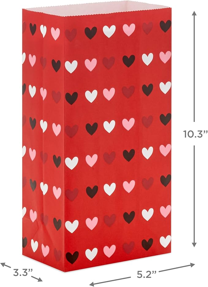 Hallmark Valentine's Day Paper Treat Sacks (30 Bags: Happy Valentine's Day, Hearts) for Classroom Parties, Valentines, Kids, Coworkers