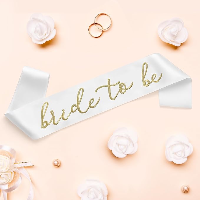 Embroidery Bride To Be Veil and Sash Set White Bachelorette Party Favors Accessories for Bridal Showers Engagement Party Decorations