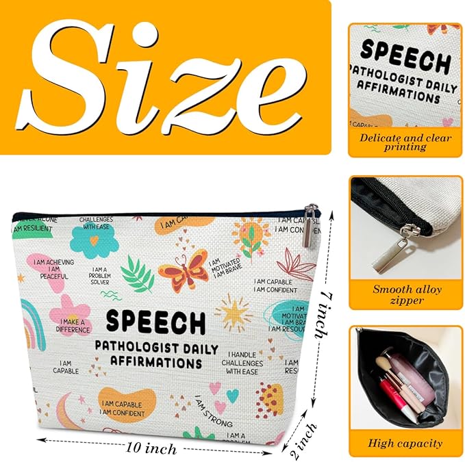 Funny Speech Therapy Gifts Makeup Bag, Graduation Gifts for Speech Language Therapist, SLP Gift, Appreciation Gift for Speech Language Pathologist, Speech Language Therapist Gift Cosmetic Bag