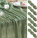 Wokceer Sage Green Cheesecloth Table Runner Spring 6Pack 10FT Boho Gauze Easter Cheese Cloth Table Runner Christmas for Party Long Rustic Sheer Runners for Baby Bridal Shower Wedding