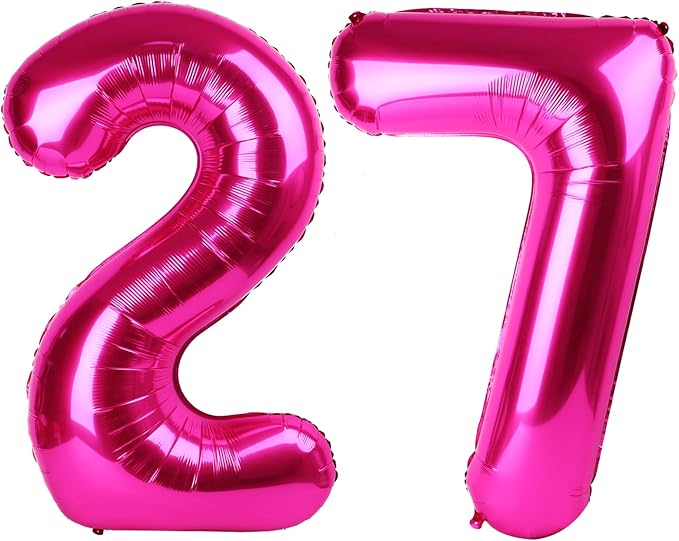 Hot Pink Number 27 72 Birthday Balloon 40 Inch, 27 72 Party Celebration Decorations Supplies, Mylar Foil Numbers Balloons for 27 72 Wedding Anniversary