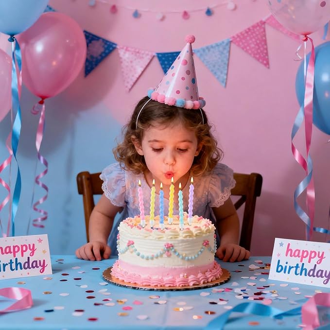 BEAN LIEVE 24-Count Birthday Candles - Rainbow Birthday Candle with Holders Colorful Spiral Long Cake Candles for Birthday Wedding & Lucky Party Cake Decorations