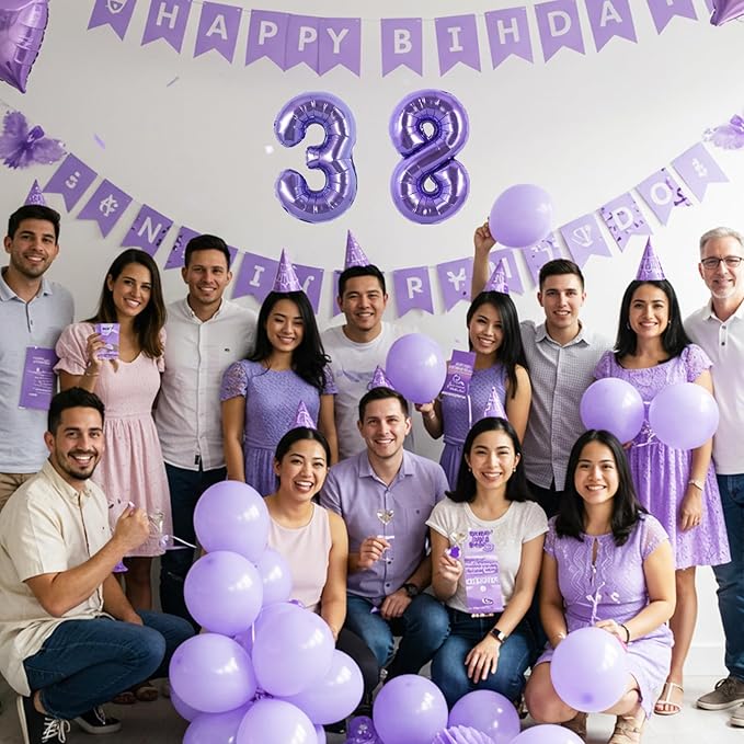 TONIFUL Balloons 16 Inch Light Purple 0-9 Number Mylar Foil Balloons 10 Pcs Custom digitalal Balloons for 2026 New Year Eve Birthday Party Engagement Graduations Anniversary Baby Shower