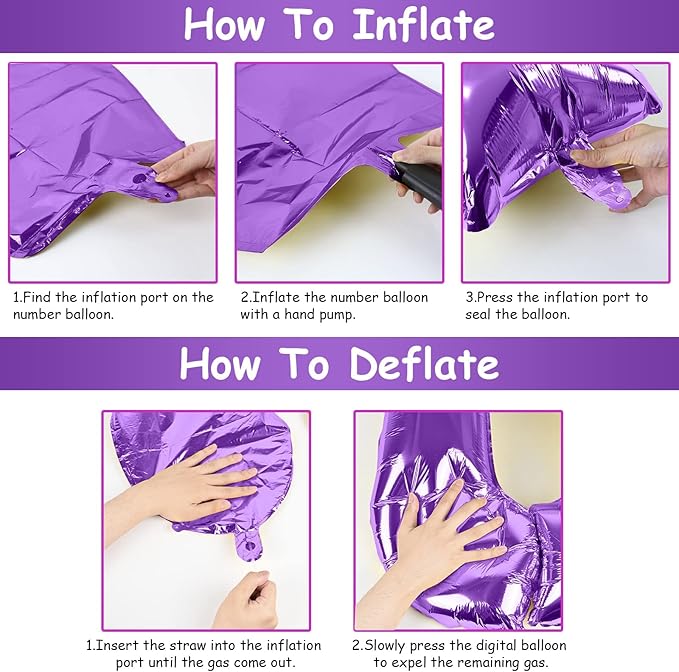 Large 10 Balloon Number Purple, 40 Inch Helium Foil Number 1 & 0 Balloons Self Inflating with Confetti Balloons for Girls Women 10th 1st Birthday Party Balloons Anniversary Decorations Supplies