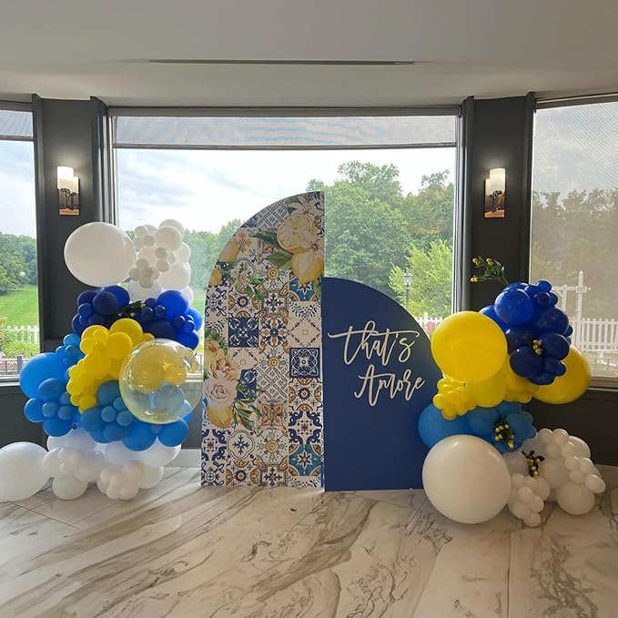 Royal Blue White Yellow Balloon Arch Kit - 105 PCS Balloon Garland Kit with Yellow and Blue Latex Party Balloons for Baby Shower, Anniversary, Birthday, Wedding, Graduation Parties