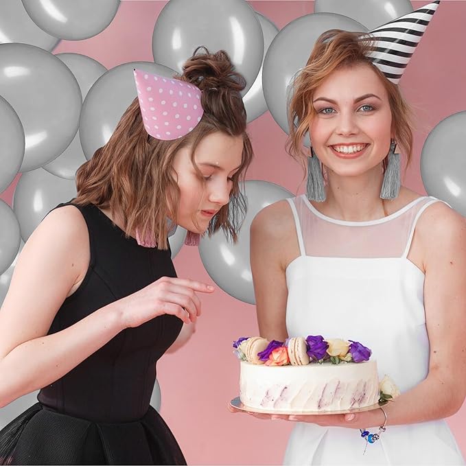 Link Balloons 6 Inch - 100 Pcs Quick Link Balloon Latex Linking Balloons Connected Linkable Balloon Birthday Wedding Party Decorations(Silver)