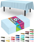 Pureegg Plastic Table Cloth Disposable 6 Pack, 54 x 108 Inch Table Cloths, Easter Party, Picnic, Wedding, Decorative Tablecloths, Rectangle, Baby Blue Plastic Cover, Waterproof, Light Blue