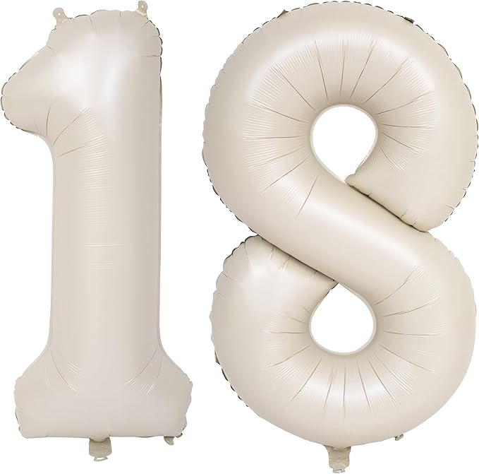 40 In Cream white Number Balloons Helium Foil Mylar Balloon Birthday Party banquet Decoration Digital 18