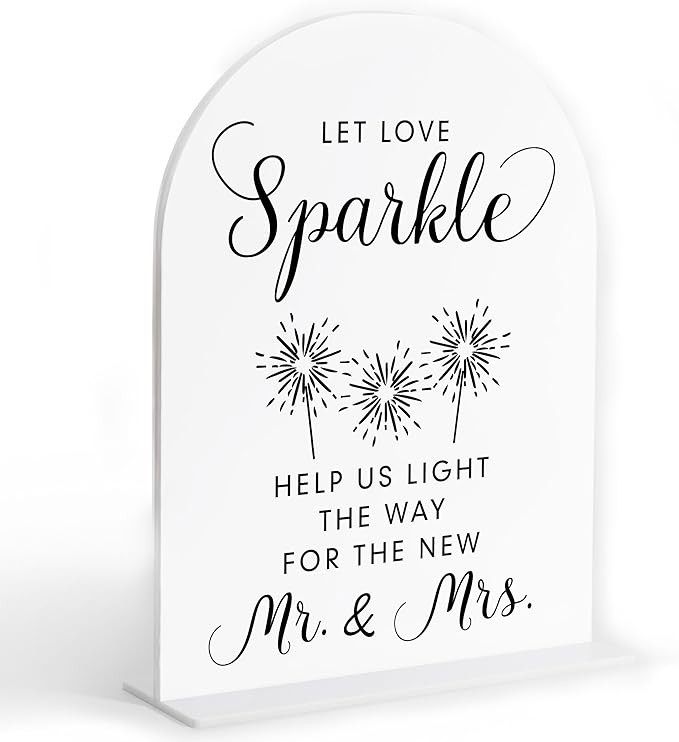 Let Love Sparkle Sign Wedding, White Arch Acrylic Sign, Sparkles for Wedding, Dance Floor Props, Bridal Shower Decorations, Centerpiece Table Decorations Party for Bride and Groom-15