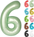 Sage Green Number 6 Balloon 40 Inch, 6 Balloon Number, 6th Birthday Decorations, Oliver Green Party Supplies for Boys Girls