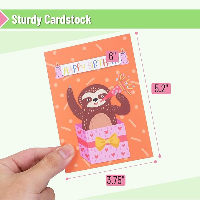 Mr. Pen- Happy Birthday Cards for Kids, 3.75" x 5.2", 48 Pack with Envelopes, 6 Colorful Animal Designs, Kids Birthday Card
