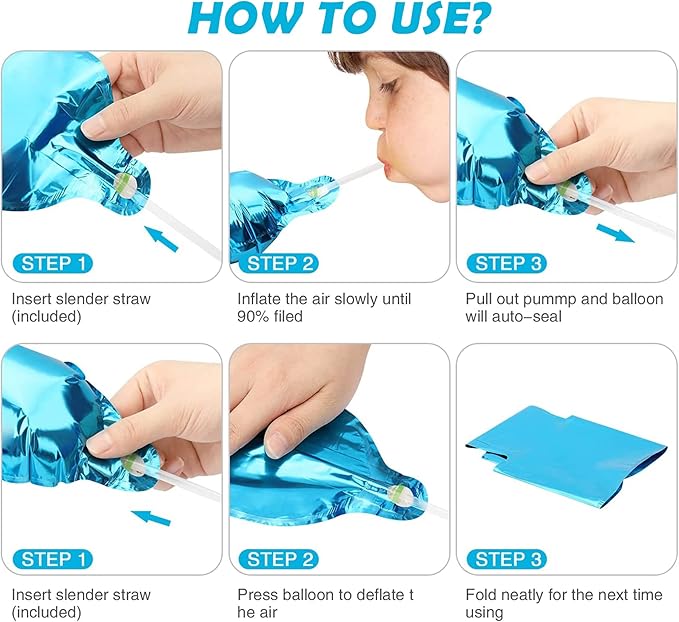 Number Balloons 16 Inch Mylar Foil Number 0-9 Balloons Set for Party Decoration Custom Digital Balloons 10 Pieces Party Supplies (Blue)