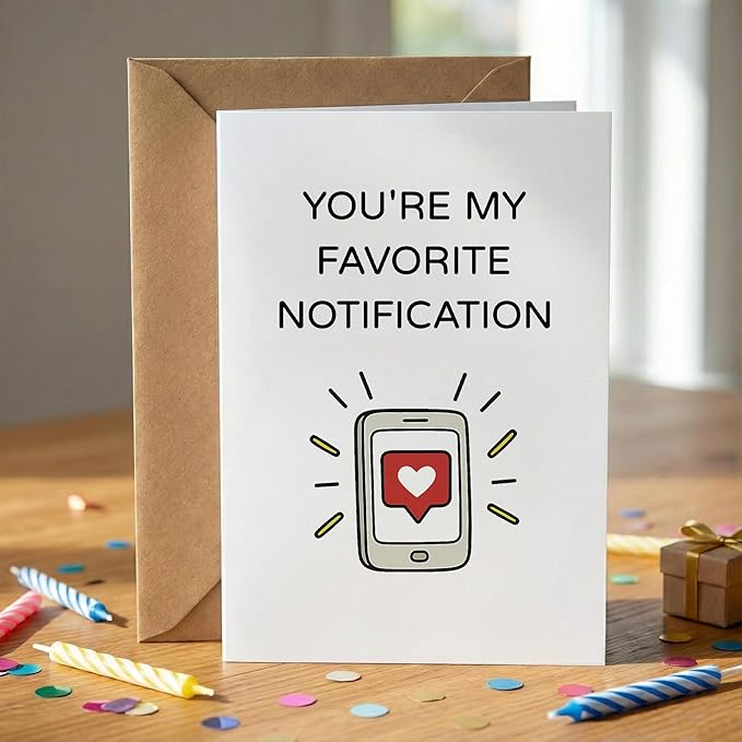 KINGNAME Cute Romantic Notification Card, Tech Love Card for Partner, Funny Phone Message Card for Boyfriend Girlfriend Husband Wife