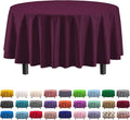 Exquisite 12-Pack Premium Plastic Tablecloth Pack of 12 Premium Plastic Tablecloth 84 Inch Round Table Cover - Plum
