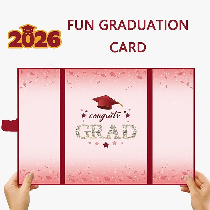 Vlipoeasn 2026 Graduation Guest Book Alternative, Red Gold Class of 2026 Graduation Party Decorations, Graduation Signature Book for 2026 College High School, Unique Graduation Gifts for Friends