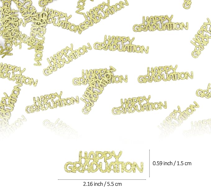 Gold Happy Graduation Confetti Class of 2026, 120 PCS Glitter Graduation Decorations 2026, Grad Confetti for Grad Party Decorations.