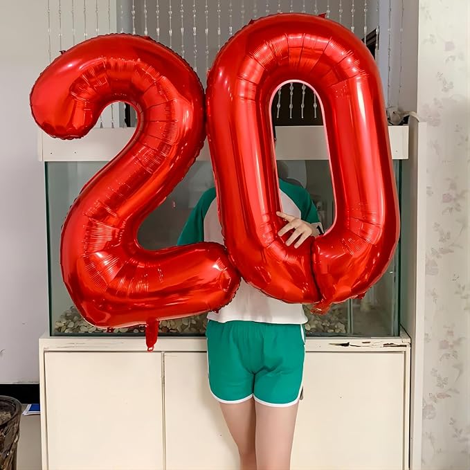 40 Inch Red Number Balloon 0, Large Number Foil Mylar Balloons for Birthday Party Celebration Decorations Supplies, Digital Balloons for Wedding Anniversary Events Decorations