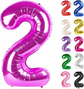Rosy Purple Number 2 Balloon 40 Inch, 2 Balloon Number, 2nd Birthday Decorations for Baby Girls Boys Toddlers