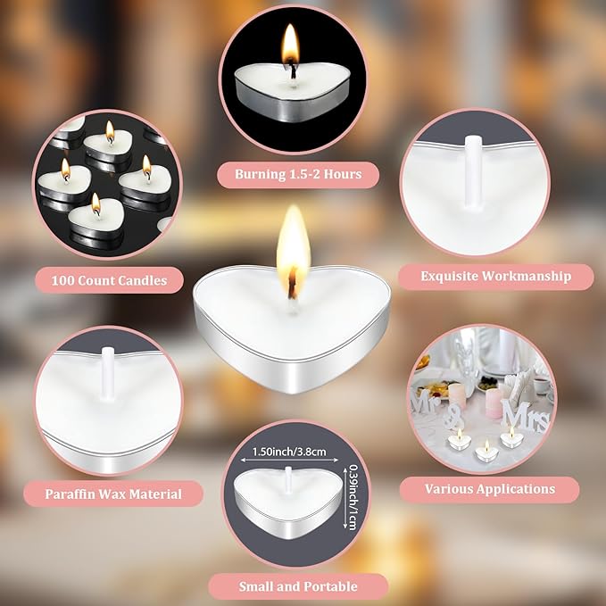 Wovnet 50 Sets Wedding Party Favors for Guests Bulk Including Heart Shaped Candles and Empty Matches Jars with Cork Top Thank You Cards and Organza Bags for Wedding Bridal Shower Party (Boho Flower)