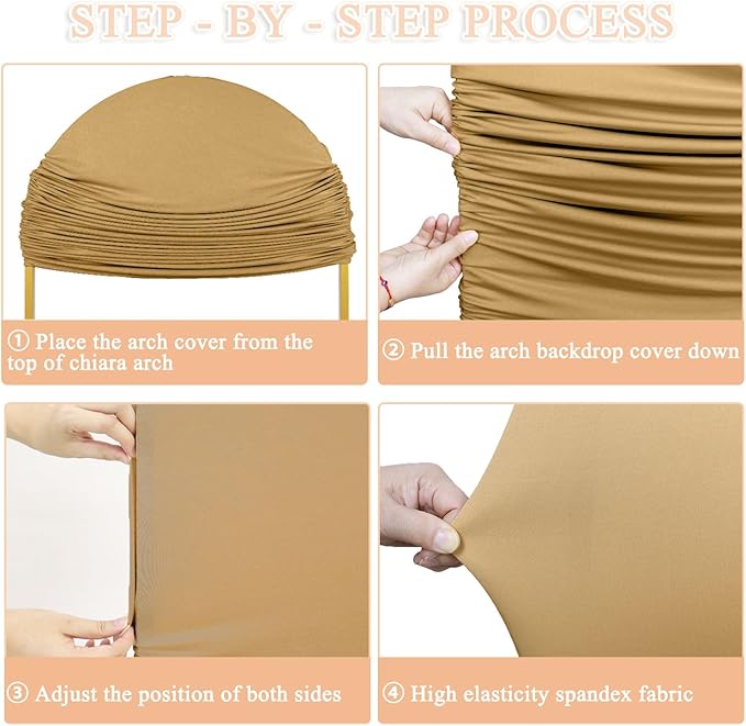 Set of 3 Wedding Arch Covers 6ft 6.6ft 7.2ft Brown Arch Cover for Chiara Backdrop Stands Tan Spandex Arches Stand Cover Balloon Arched Covers Stretchy Backdrop for Baby Shower Party Ceremony
