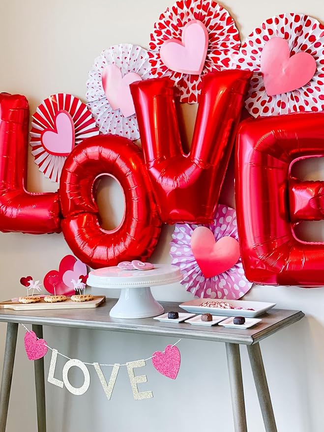 [85 PCS] 16" Red Letter Number Balloons, Happy Birthday & 2 Sets of A-Z 0-9, Foil Mylar Aluminum Hanging Alphabet for Valentine's Day Anniversary Graduation New Year eve Birthday Party Decorations