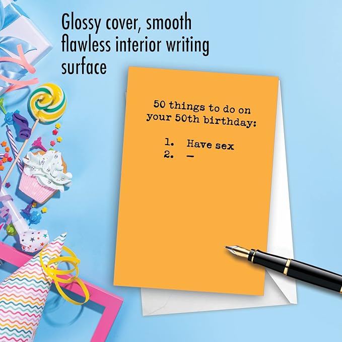 NobleWorks 50th Birthday Greeting Card with 5 x 7 Inch Envelope (1 Card) Bday 50 Things to Do 0870