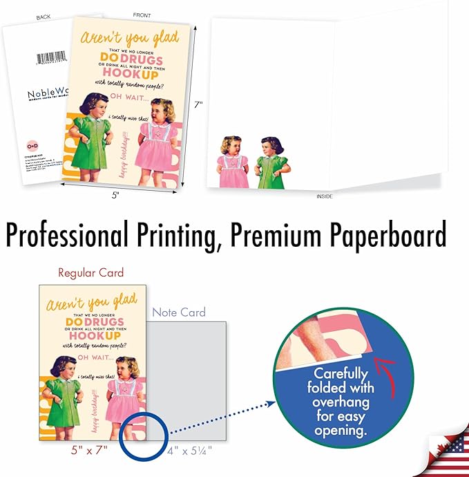 NobleWorks - 1 Sassy Happy Birthday Card Funny - Hilarious Grown-Up Card for Women, Wife, Stationery Humor - Aren't You Glad C7025BDB