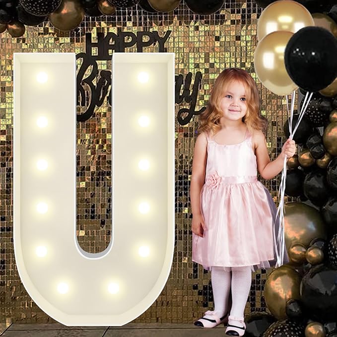 4FT Marquee Light Up Letters U, Big Marquee Letter for Baby Shower Birthday Engagement Wedding Marry Me Party Decor