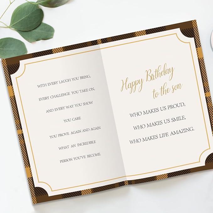 Son Birthday Card, To My Son Birthday Card Gifts from Mom Dad,Gifts for Adult Sons Gift Ideas-8x5.3 Inches, Double-Sided