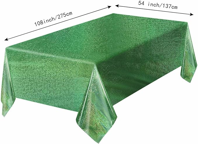 1 Pack Green Iridescent Plastic Tablecloth Disposable 54 × 108 Inch Glitter Holographic Foil Table Cloth Plastic Laser Rectangle Table Cover for Birthday Wedding Disco Party