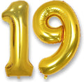 AULE 40 Inch Large 19 Number Balloons Gold, Big Foil Number Balloons, Giant Helium Happy 19th Birthday Party Decorations for Boy and Girl, Huge Mylar 91 Anniversary Party Supplies