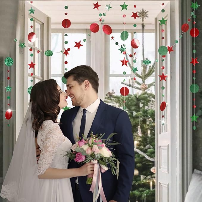 Decor365 Glitter Christmas Party Decorations Hanging Christmas Decoration Ugly Sweater Red Green Garlands Xmas Tree Star Streamer Photobooth Backdrop Office Classroom Birthday Party Decor