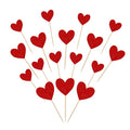 30 PCS Heart Cupcake Toppers Glitter Sweet Love Theme Cupcake Picks Wedding Engagement Bridal Shower Birthday Valentine's Day Party Cake Decorations Supplies Mixed Size Red