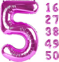 40 Inch Rose Purple Large Balloon Number 5 Balloon,Jumbo Mylar Foil Helium Balloon for 5 15 25 35 45 55 Birthday Digital Balloons for Birthday Party,Wedding Anniversary Party Decorations