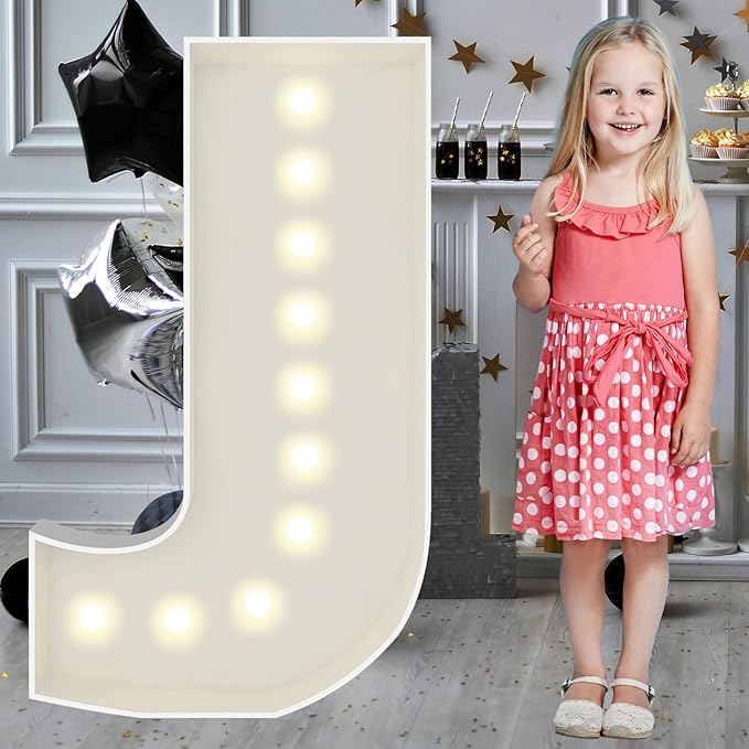 3FT Marquee Light Up Letters J, Big Marquee Letter for Baby Shower Birthday Engagement Wedding Marry Me Party Decor