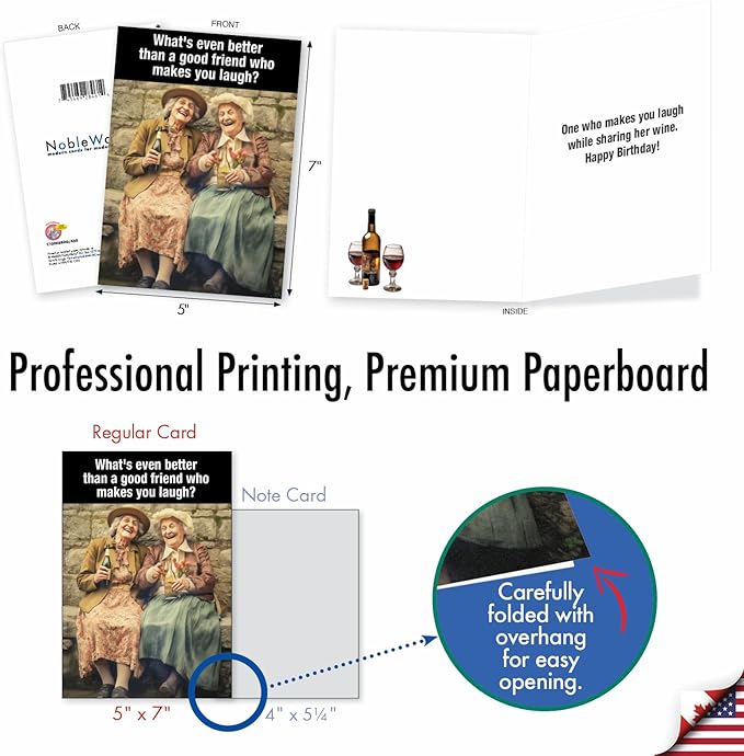 NobleWorks Humorous Birthday Greeting Card with 5 x 7 Inch Envelope (1 Card) Bday Good Friends C10068BDG
