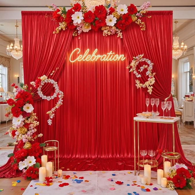 30x10 ft Wrinkle Free Red Sequin Backdrop Curtain for Parties,Thick Not Fall-Off Glitter Backdrop Drapes,6 Panels 5x10ft Shimmer Photo Back Drop Cloth for Wedding Birthday Photography Background
