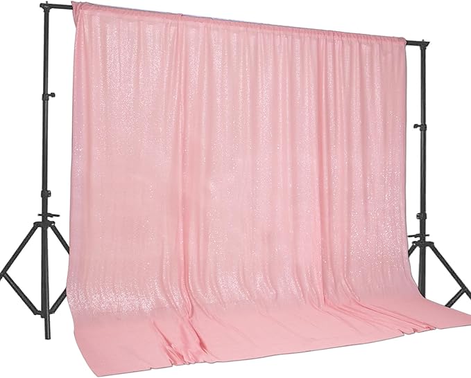 PartyDelight Pink Sequin Backdrop 20x10ft - Extra Wide High Density 3mm Sequin Background with 4-Inch Rod Pocket, Sparkly Panoramic Stage Curtain for Large Gala & Corporate Events
