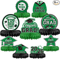 Gatherfun 9PCS Graduation Party Decorations Class of 2026 Congrats Grad Table Centerpiece Congratulate Graduation Honeycomb Table Toppers for Graduation Party Supplies(Green,Black