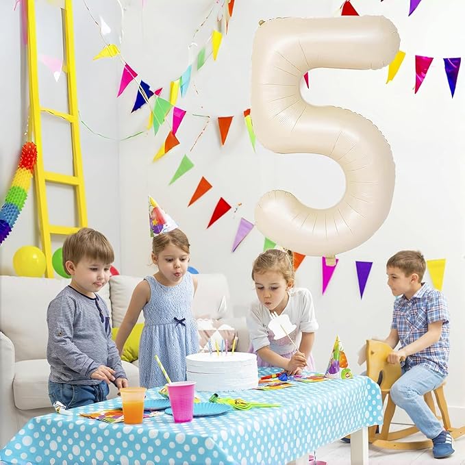 40 inch Cream White Number Balloon Giant Foil Helium Balloons Beige Number 8 Balloon for 8th Birthday Party Anniversary Decorations Supplies