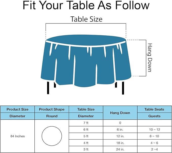 Navy Blue Plastic Tablecloths 2 Pack Disposable Table Covers 84 Inches Circle Shower Party Tablecovers PEVA Vinyl Dark Table Cloths for Parties Birthdays Weddings Banquet's 6 ft Round Table Use