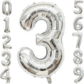40 Inch Large Silver Number 3 Letter Balloon, Alphabet Letter Mylar Foil Helium Big Number Balloons for Birthday Anniversary Party Graduations Festival Decorations