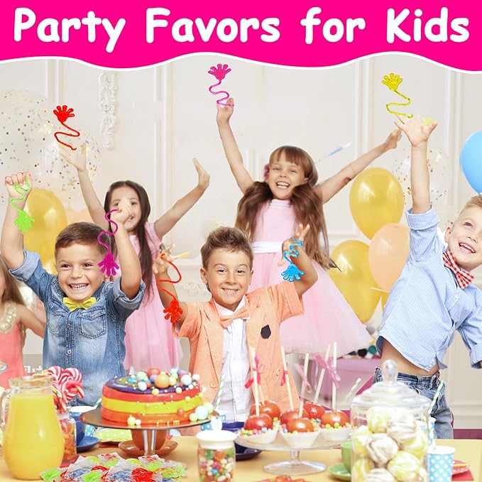 200PCS Glitter Sticky Hands Party Favors for Kids 4-8 8-12 Birthday Supplies Easter Egg Fillers Goodie Bag Stuffers Classroom Treasure Box Toys Carnival Prizes Mini Bulk Treat Trinkets Pinata Stuff