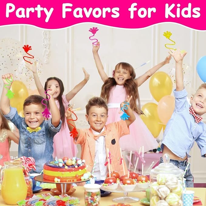 100PCS Glitter Sticky Hands Party Favors for Kids 4-8 8-12 Birthday Supplies Easter Egg Fillers Goodie Bag Stuffers Classroom Treasure Box Toys Carnival Prizes Mini Bulk Treat Trinkets Pinata Stuff