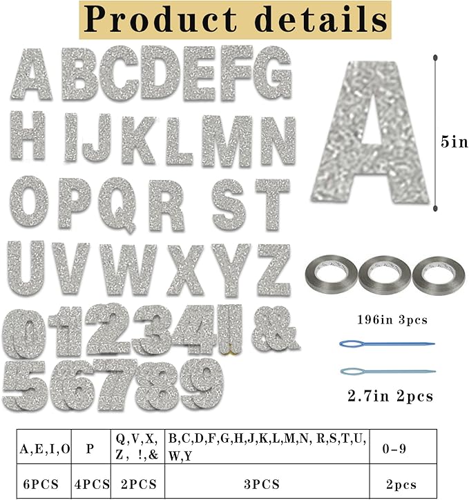 116 Pcs DIY Glitter Custom Banner Kit - Customize with 111 Letters and Numbers, 3 Rope, 2 Threading Devices for Personalized Winter Wonderland Birthday Decor (Silvery)