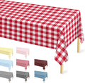 4 Pcs Red Checkered Tablecloth 54 ×108 Inches Rectangle Red Gingham Tablecloth Disposable Plastic Waterproof Table Cover for Outdoor Picnic, Kitchen, Holiday Birthday Party