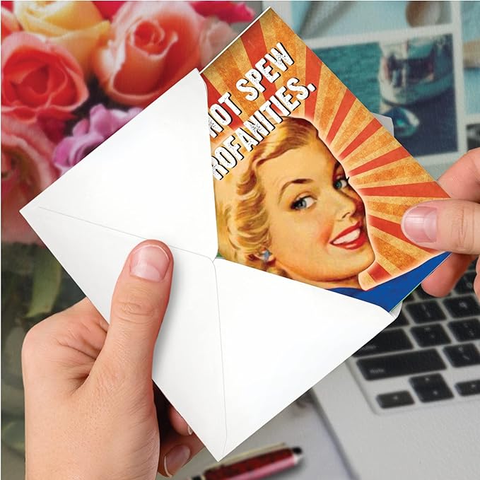 NobleWorks - Pack of 3 Hilarious Birthday Greeting Cards with Envelopes (1 Designs, 3 Each) - Spew Profanities C3229BDG-C3x1