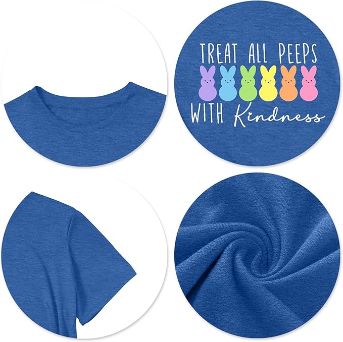LAZYCHILD Women Easter Teacher Shirts: Funny Treat All with Kindness T-Shirt Bunny Rabbit Tee Tops