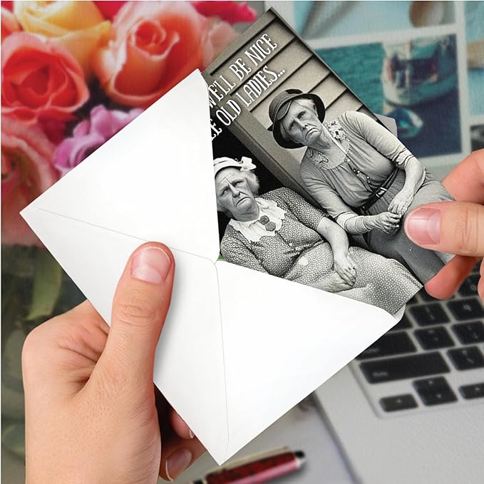 NobleWorks Humorous Birthday Greeting Card with 5 x 7 Inch Envelope (1 Card) Bday Nice Old Ladies C10062BDG